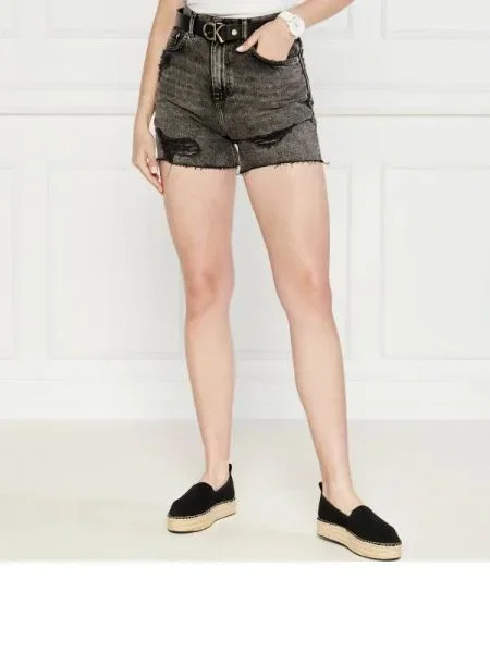 Tommy Jeans De blugi pantaloni scurți | Mom Fit gri