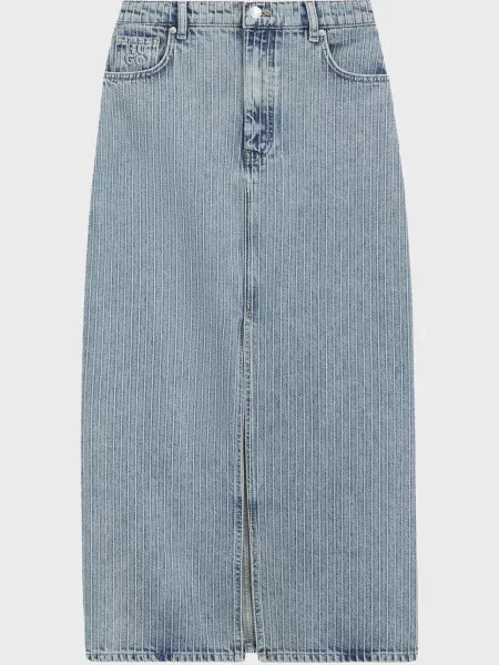 У смужку джинсова спідниця Hugo блакитна