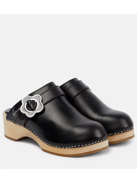 Usnjene cokle Kenzo z zaponko črna