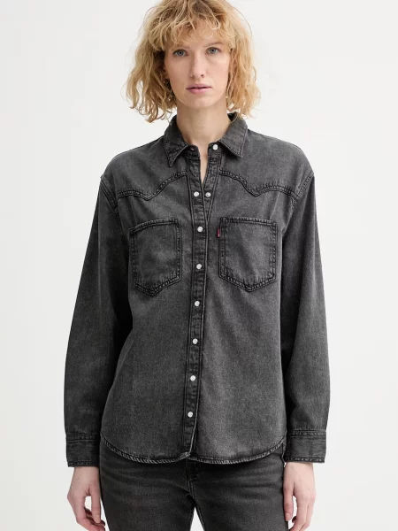 Levi's cămașă jeans TEODORA WESTERN negru