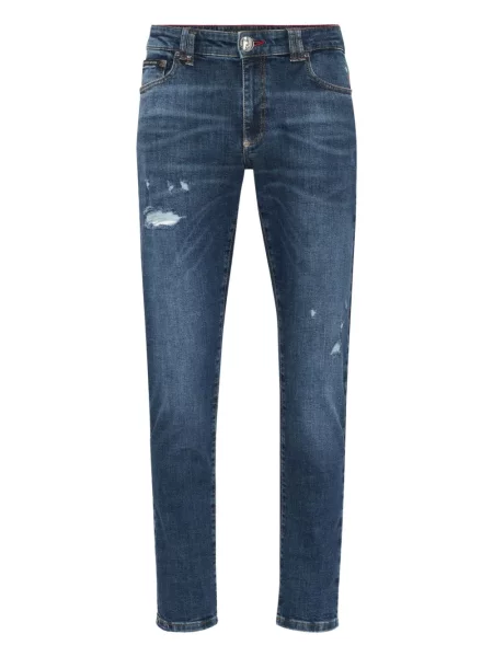 Blugi Philipp Plein cu 5 buzunare albastru
