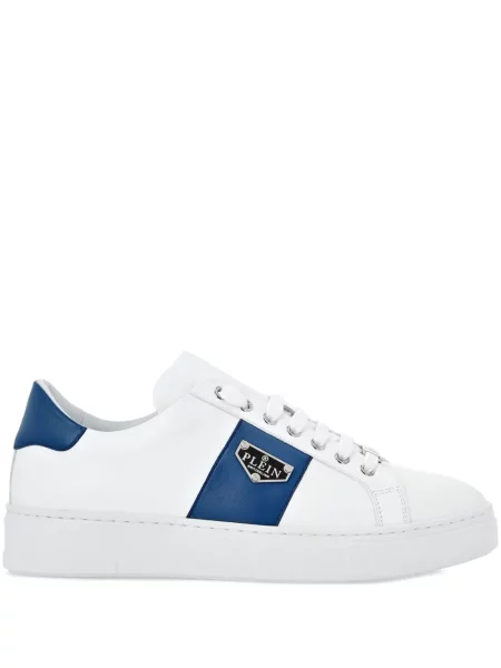 Sneakerși Philipp Plein din piele cu autograf alb