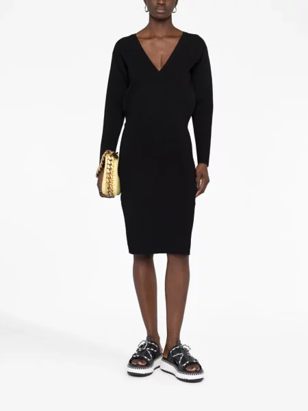 Pletené šaty Stella Mccartney s výstřihem do v černé