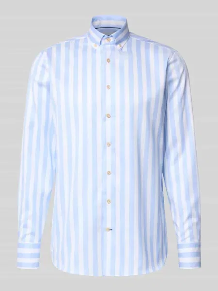 Koszula casualowa o kroju slim fit z kołnierzykiem typu button down model ‘Sergio’ Olymp Signature błękitna