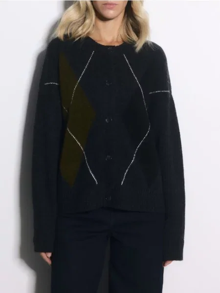 Reserved Кардиган із візерунком «ромби» середньо-сірий сірий