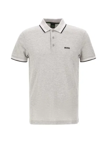 Tricou polo Boss cu dungi gri
