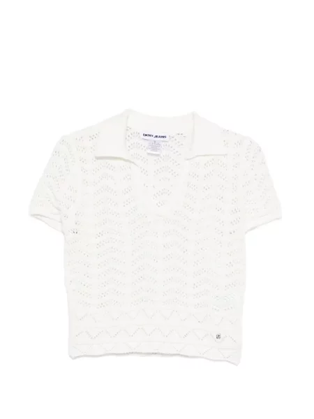 Gulerat tricou cu decolteu în v Dkny cu decolteu în V alb