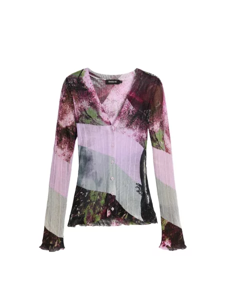 Desigual Geacă tricotată oliv / verde pastel / mov deschis / vin roșu