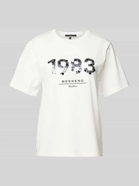 T-shirt z okrągłym dekoltem model ‘CABINA’ Weekend Max Mara czerwona