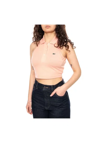 Top Lacoste bez rękawów różowy