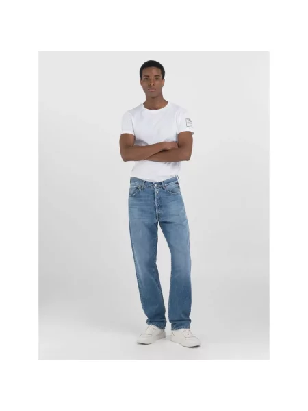 Jeansy straight leg Replay niebieskie