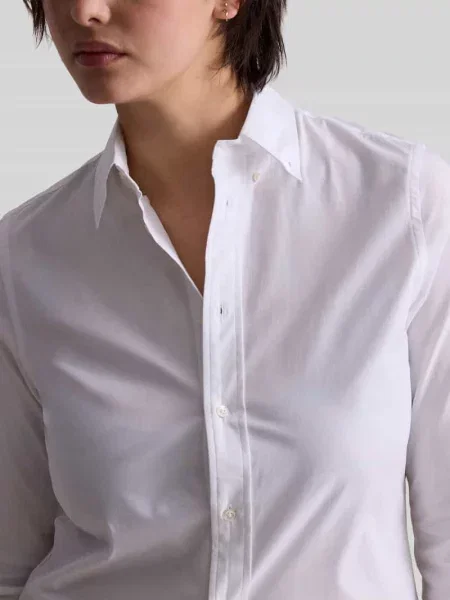 Bluzka koszulowa o kroju regular fit z mieszanki bawełny Polo Ralph Lauren biała