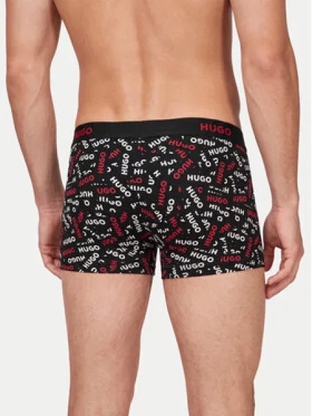 HUGO boxerky pánske s elastanom TRIPLET DESIGN čierna