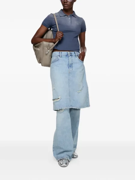 Tricou polo Acne Studios cu imagine albastru