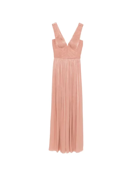 Sukienka maxi Costarellos z dekoltem w serek plisowana garniturowa różowa
