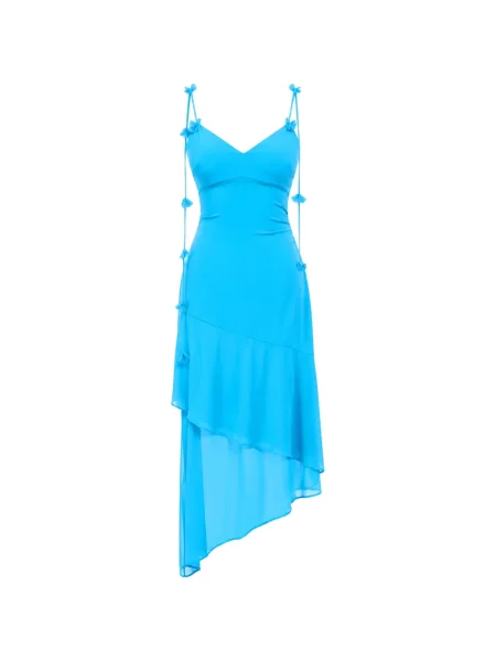 Rochie Guess cu volane asimetrică albastru