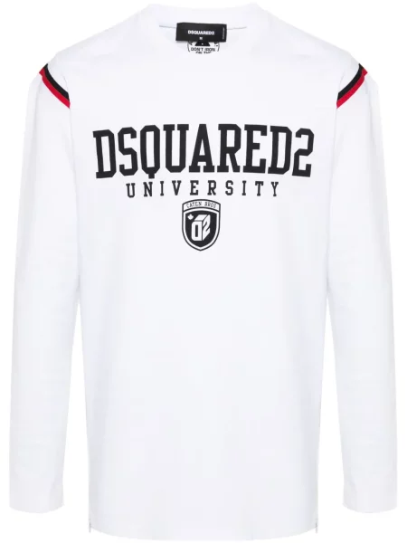 Tricou Dsquared2 cu dungi lung alb