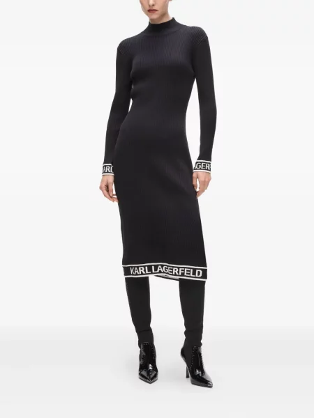 Rochie midi Karl Lagerfeld tricotate până la genunchi de costum negru
