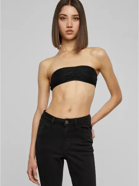 Sutien bandeau Urban Classics din dantelă negru