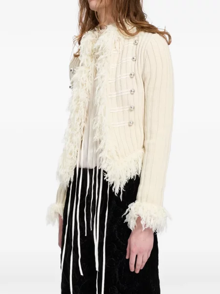 Geacă Ann Demeulemeester cu franjuri alb