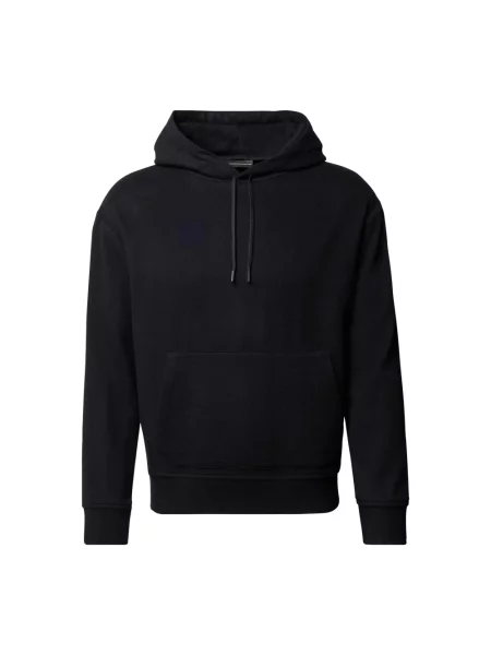 Bluza z kapturem Emporio Armani z kaszmiru z kapturem niebieska