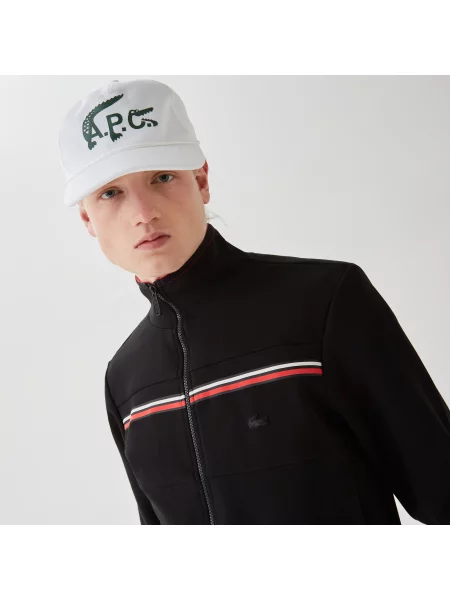 Lacoste Bluza Z Zamkiem Z Nadrukiem Slim Fit czarna
