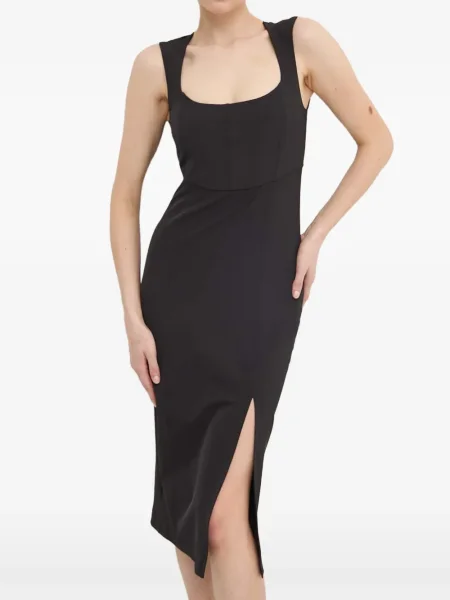 Rochie midi Patrizia Pepe până la genunchi cu crăpătură de costum negru