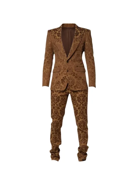 Costum Dolce & Gabbana cu model floral din jacard maro