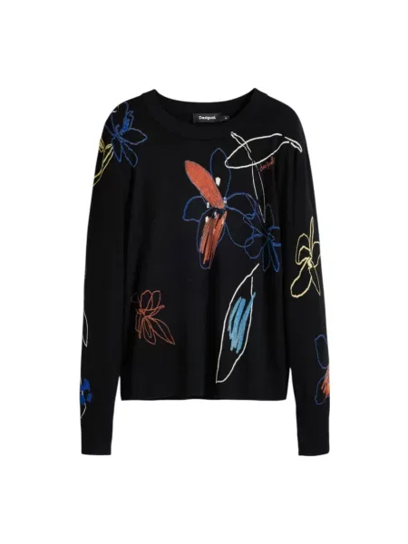 Sweter Desigual z długim rękawem czarny