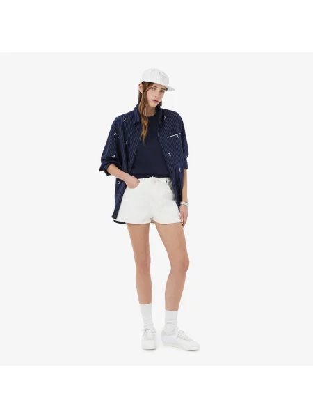 Lacoste Sweter Z Krótkim Rękawem 3D Knit niebieski