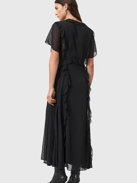 Макси платье Allsaints клеш черное