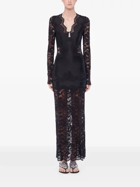 Rochie maxi Rabanne din dantelă lungă de costum negru