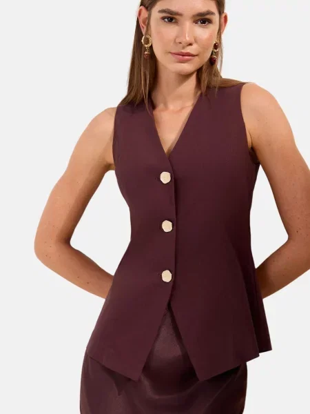 Friends Like These Vestă de costum ciocolatiu