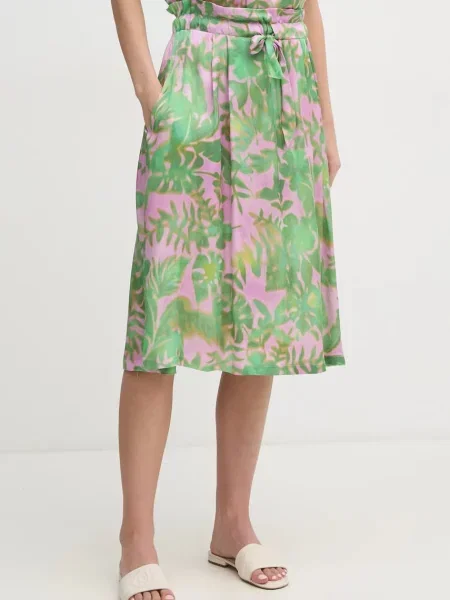 Fustă midi La Petite Française până la genunchi verde