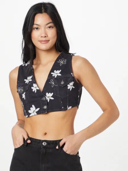 Nasty Gal Bluză Daisy albastru noapte / galben citron alb