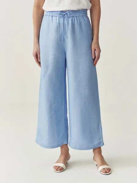 Tatuum Pantaloni din Pulio 1 celest Wide Leg albastru