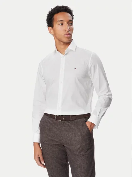 Tommy Hilfiger košulja za muškarce s pamukom bijela