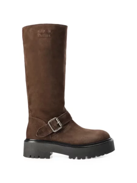 Botine Copenhagen Studios cu cataramă chunky cu bretele maro