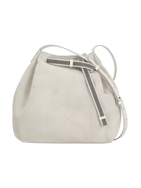 Torebka bucket Panicale skórzana beżowa