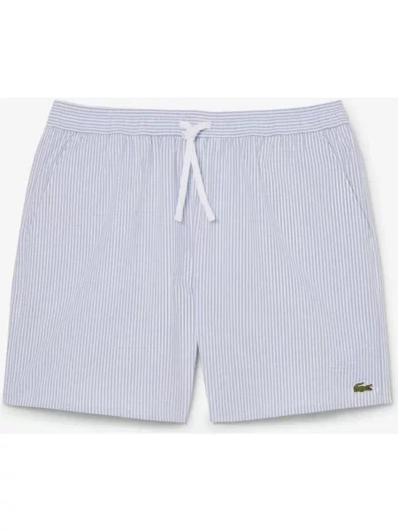 Kąpielówki Lacoste Mid Length Striped Textured niebieskie XL białe