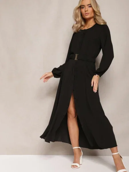 Rochie Maxi Lejeră cu și cu Cataramă Metalică Ferian neagră
