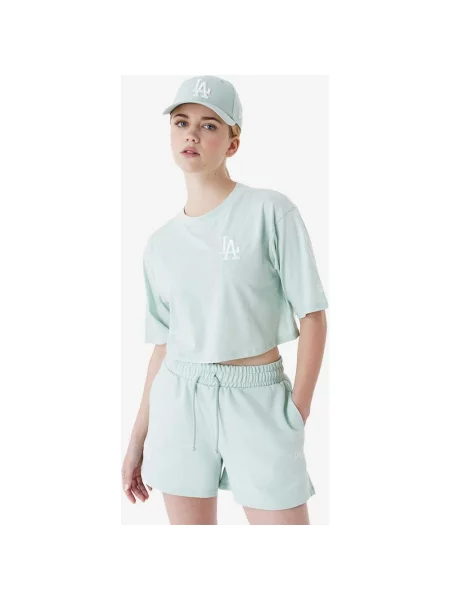 Koszulka New Era MLB Le Crop LA Dodgers z krótkim rękawem w kolorze zielono-białym dla kobiet. XL zielona