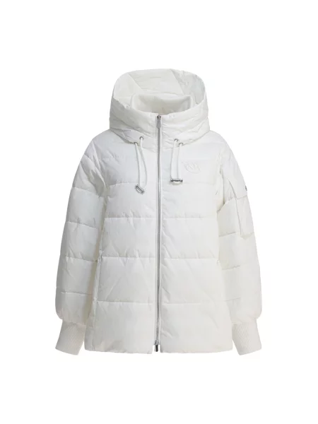Lniana krótka kurtka puchowa Pinko biała