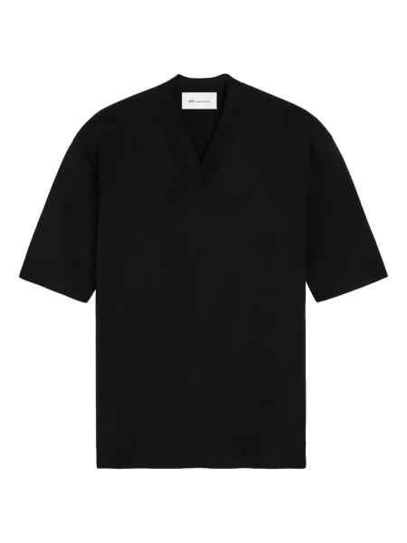 Къс пуловер Ami Paris с V-образно деколте черно