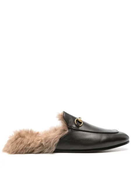 Мюли Gucci от овча кожа черно