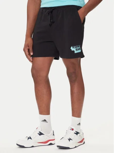 Tommy Jeans Αθλητικό σορτς Stack Logo μαύρο