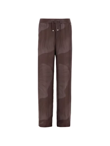Pantaloni Herno de mătase cu model floral cu imagine maro
