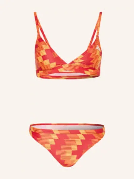 Adidas Trojúhelníkové Bikiny S Celoplošným Fotbalovým Potiskem / oranžová / žlutá červená