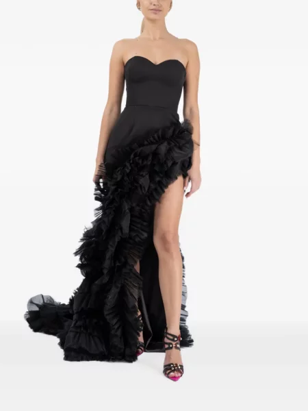 Rochie maxi Monarh cu volane asimetrică negru