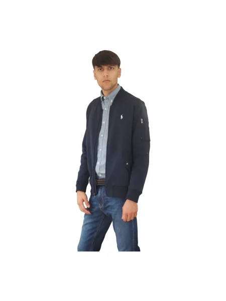 Dzianinowy kurtka bomber Ralph Lauren niebieski
